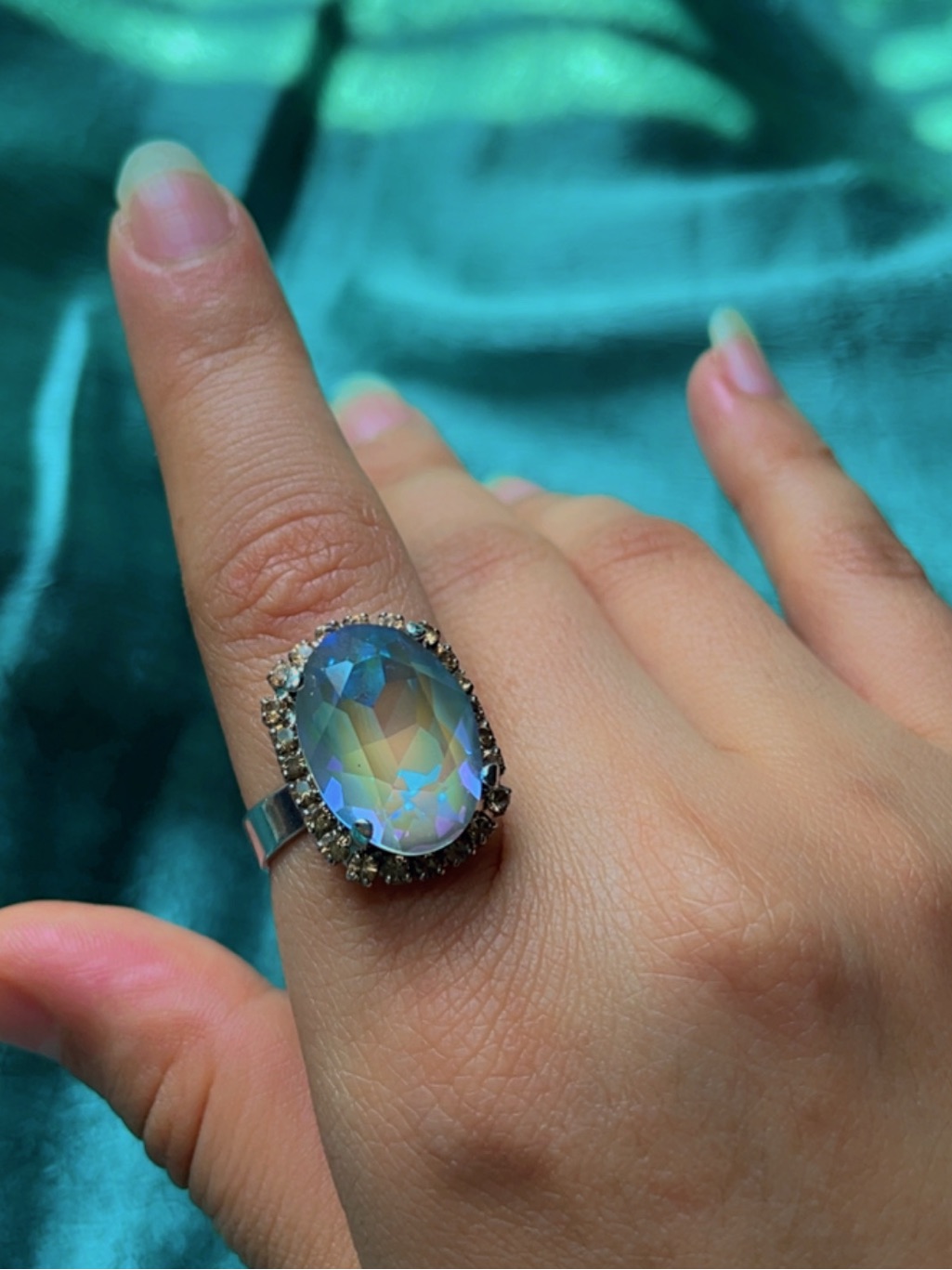 Mystic Topaz Vintage Oval Swarovski Ring